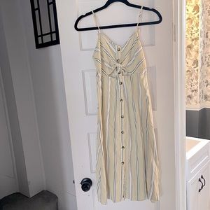 Yellow striped cutout midi dress